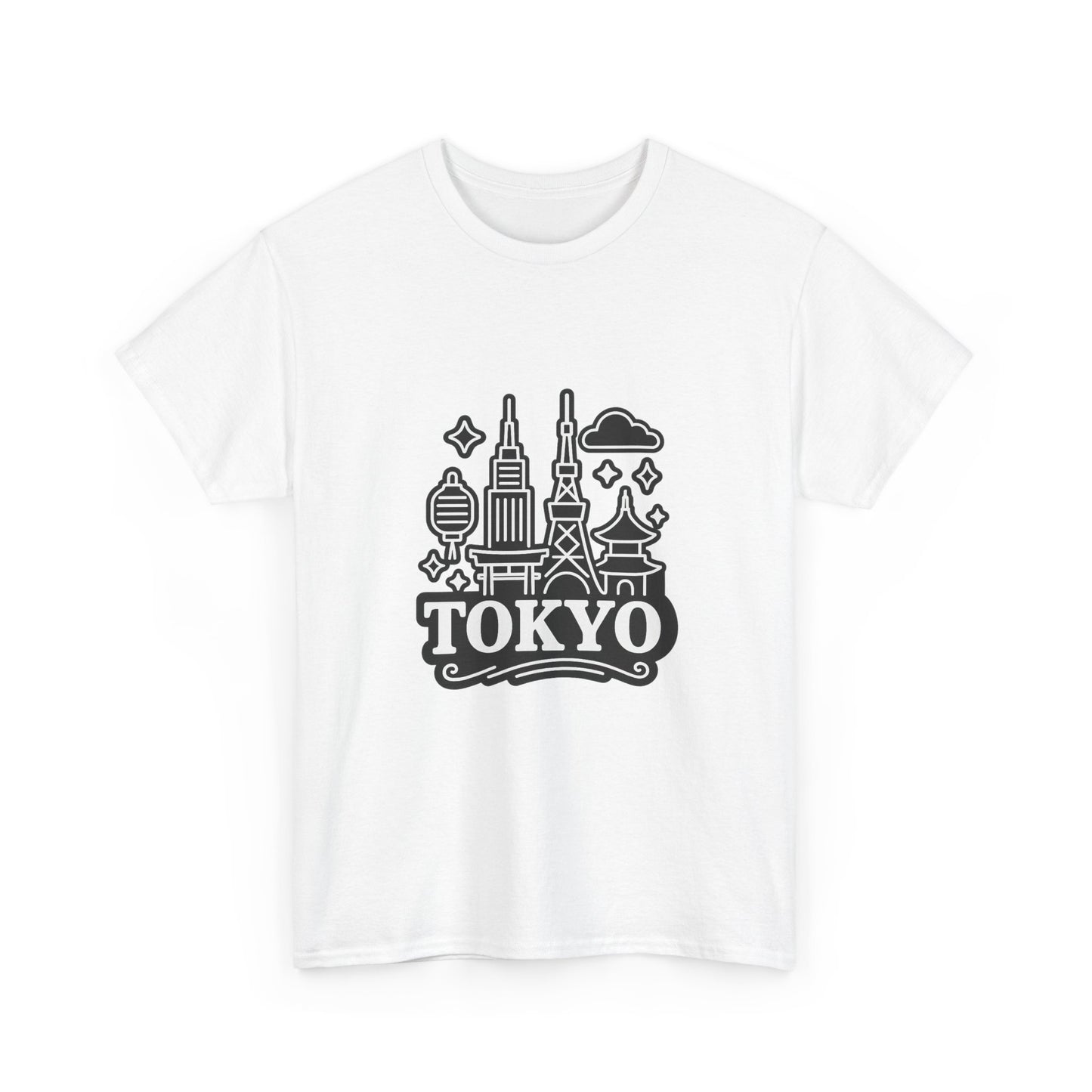 Tokyo Cityscape Unisex Heavy Cotton Tee, Graphic Tee, Travel T-Shirt, Urban Outfit, Gift for Travelers, Tokyo Lover Apparel