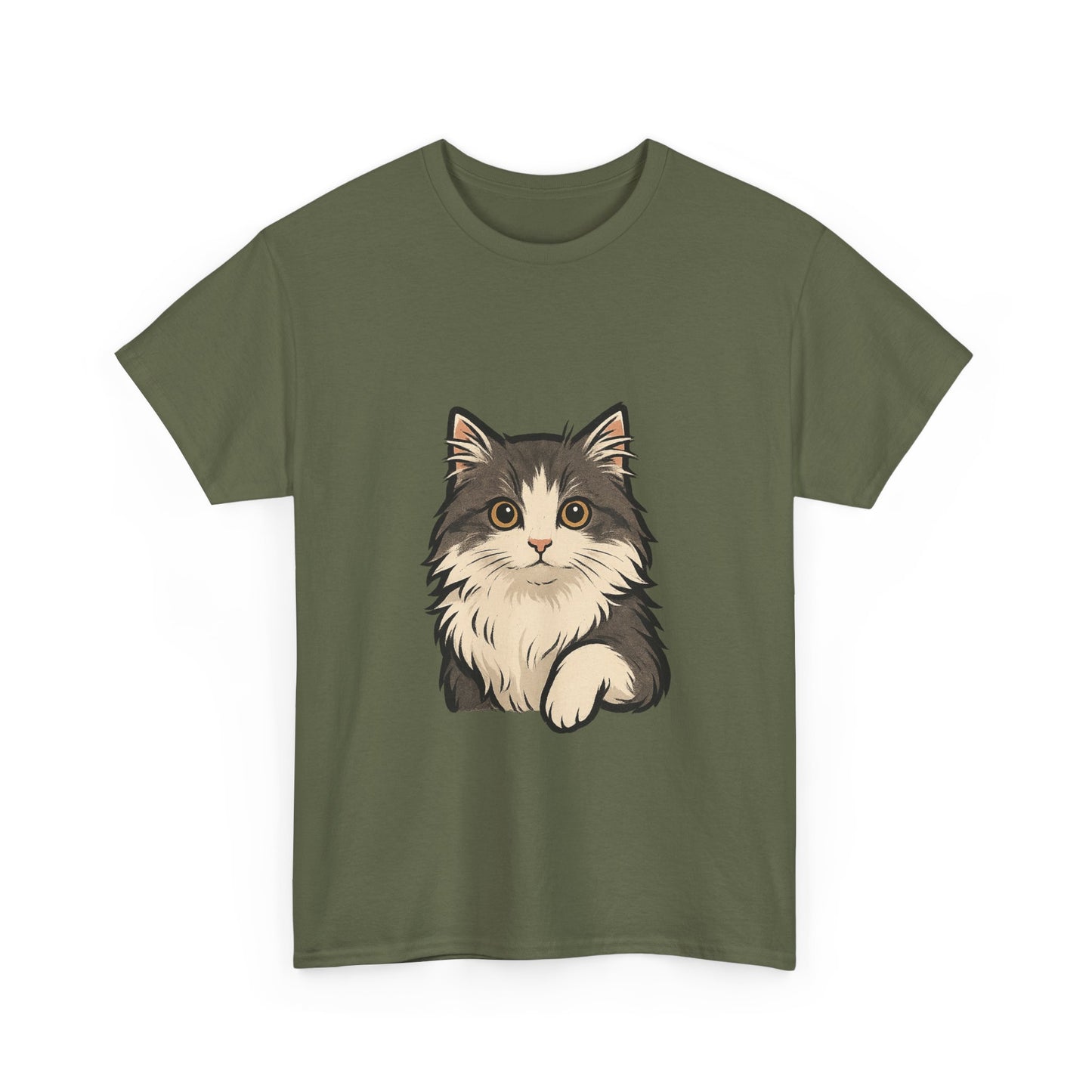 Cute Cat Unisex Heavy Cotton Tee, Animal Lover Gift, Pet Owner Shirt, Cat Lover Apparel, Animal Themed Tee, Casual Everyday Wear