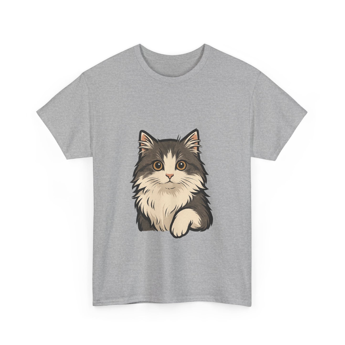 Cute Cat Unisex Heavy Cotton Tee, Animal Lover Gift, Pet Owner Shirt, Cat Lover Apparel, Animal Themed Tee, Casual Everyday Wear
