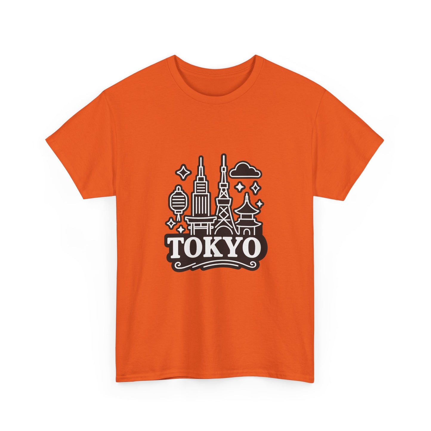 Tokyo Cityscape Unisex Heavy Cotton Tee, Graphic Tee, Travel T-Shirt, Urban Outfit, Gift for Travelers, Tokyo Lover Apparel